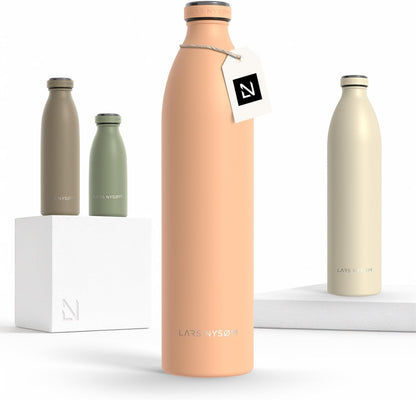 LARS NYSØM Stainless Steel Insulated Water Bottle 12oz 17oz 25oz 34oz 51oz | Insulated Thermo Flask for Hot and Cold Beverages | Leakproof Drinking Bottle (Pine Green, 17oz)