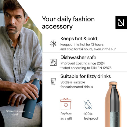LARS NYSØM Stainless Steel Insulated Water Bottle 12oz 17oz 25oz 34oz 51oz | Insulated Thermo Flask for Hot and Cold Beverages | Leakproof Drinking Bottle (Pine Green, 17oz)