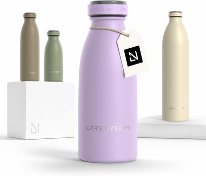 LARS NYSØM Stainless Steel Insulated Water Bottle 12oz 17oz 25oz 34oz 51oz | Insulated Thermo Flask for Hot and Cold Beverages | Leakproof Drinking Bottle (Pine Green, 17oz)