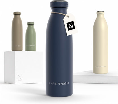 LARS NYSØM Stainless Steel Insulated Water Bottle 12oz 17oz 25oz 34oz 51oz | Insulated Thermo Flask for Hot and Cold Beverages | Leakproof Drinking Bottle (Pine Green, 17oz)