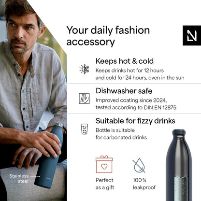LARS NYSØM Stainless Steel Insulated Water Bottle 12oz 17oz 25oz 34oz 51oz | Insulated Thermo Flask for Hot and Cold Beverages | Leakproof Drinking Bottle (Pine Green, 17oz)