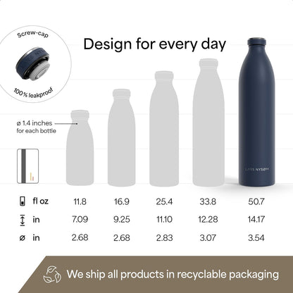LARS NYSØM Stainless Steel Insulated Water Bottle 12oz 17oz 25oz 34oz 51oz | Insulated Thermo Flask for Hot and Cold Beverages | Leakproof Drinking Bottle (Pine Green, 17oz)