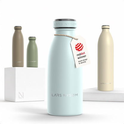 LARS NYSØM Stainless Steel Insulated Water Bottle 12oz 17oz 25oz 34oz 51oz | Insulated Thermo Flask for Hot and Cold Beverages | Leakproof Drinking Bottle (Pine Green, 17oz)