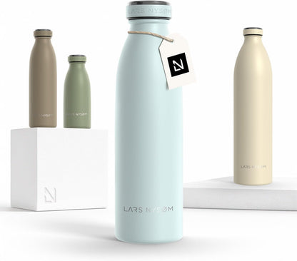 LARS NYSØM Stainless Steel Insulated Water Bottle 12oz 17oz 25oz 34oz 51oz | Insulated Thermo Flask for Hot and Cold Beverages | Leakproof Drinking Bottle (Pine Green, 17oz)