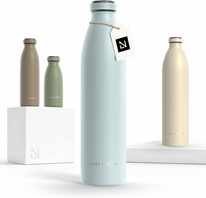 LARS NYSØM Stainless Steel Insulated Water Bottle 12oz 17oz 25oz 34oz 51oz | Insulated Thermo Flask for Hot and Cold Beverages | Leakproof Drinking Bottle (Pine Green, 17oz)