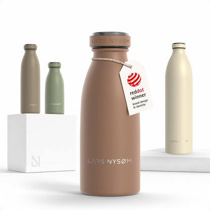 LARS NYSØM Stainless Steel Insulated Water Bottle 12oz 17oz 25oz 34oz 51oz | Insulated Thermo Flask for Hot and Cold Beverages | Leakproof Drinking Bottle (Pine Green, 17oz)