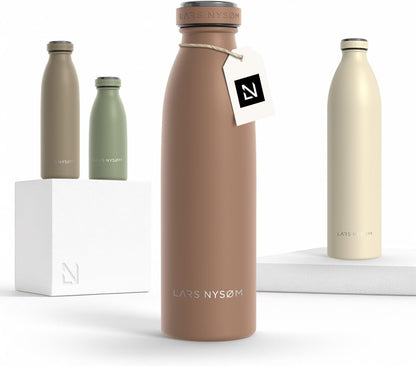 LARS NYSØM Stainless Steel Insulated Water Bottle 12oz 17oz 25oz 34oz 51oz | Insulated Thermo Flask for Hot and Cold Beverages | Leakproof Drinking Bottle (Pine Green, 17oz)