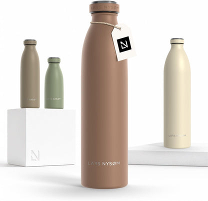 LARS NYSØM Stainless Steel Insulated Water Bottle 12oz 17oz 25oz 34oz 51oz | Insulated Thermo Flask for Hot and Cold Beverages | Leakproof Drinking Bottle (Pine Green, 17oz)