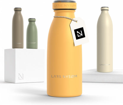 LARS NYSØM Stainless Steel Insulated Water Bottle 12oz 17oz 25oz 34oz 51oz | Insulated Thermo Flask for Hot and Cold Beverages | Leakproof Drinking Bottle (Pine Green, 17oz)