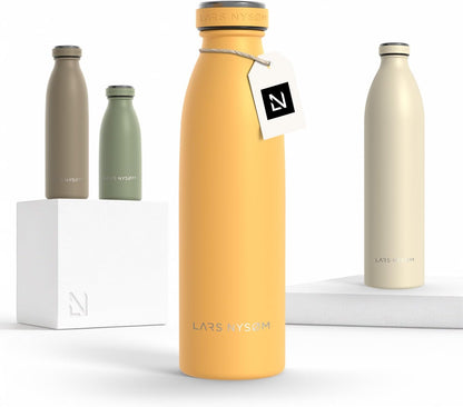 LARS NYSØM Stainless Steel Insulated Water Bottle 12oz 17oz 25oz 34oz 51oz | Insulated Thermo Flask for Hot and Cold Beverages | Leakproof Drinking Bottle (Pine Green, 17oz)