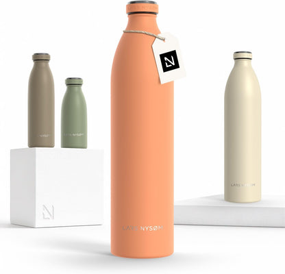LARS NYSØM Stainless Steel Insulated Water Bottle 12oz 17oz 25oz 34oz 51oz | Insulated Thermo Flask for Hot and Cold Beverages | Leakproof Drinking Bottle (Pine Green, 17oz)