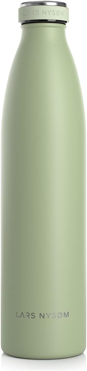 LARS NYSØM Stainless Steel Insulated Water Bottle 12oz 17oz 25oz 34oz 51oz | Insulated Thermo Flask for Hot and Cold Beverages | Leakproof Drinking Bottle (Pine Green, 17oz)