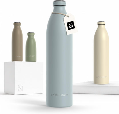 LARS NYSØM Stainless Steel Insulated Water Bottle 12oz 17oz 25oz 34oz 51oz | Insulated Thermo Flask for Hot and Cold Beverages | Leakproof Drinking Bottle (Pine Green, 17oz)