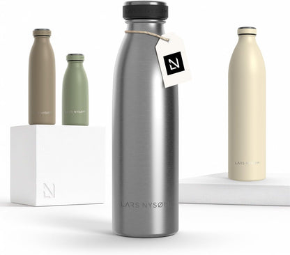 LARS NYSØM Stainless Steel Insulated Water Bottle 12oz 17oz 25oz 34oz 51oz | Insulated Thermo Flask for Hot and Cold Beverages | Leakproof Drinking Bottle (Pine Green, 17oz)