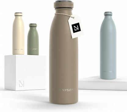LARS NYSØM Stainless Steel Insulated Water Bottle 12oz 17oz 25oz 34oz 51oz | Insulated Thermo Flask for Hot and Cold Beverages | Leakproof Drinking Bottle (Pine Green, 17oz)