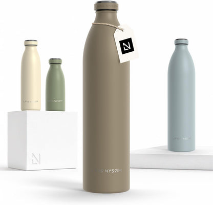 LARS NYSØM Stainless Steel Insulated Water Bottle 12oz 17oz 25oz 34oz 51oz | Insulated Thermo Flask for Hot and Cold Beverages | Leakproof Drinking Bottle (Pine Green, 17oz)