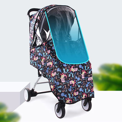 1Pc Portable Universal Waterproof Rain Cover Weatherproof Shield Wind Canopy Baby Pushchair Mesh Ventilation Universal Trend Travel Umbrella Rain Cover