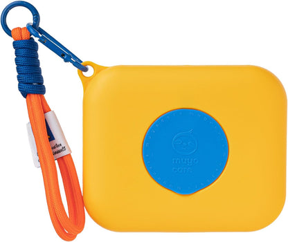 Travel Wipes Dispenser, Portable & Refillable Tissue Case for On-The-Go, Pocket Tissue Box, Waterproof Baby Wipes Container for Car, Bag (Blue with Yellow Lid)