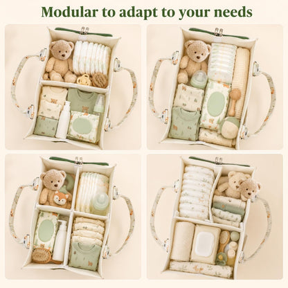 Baby Diaper Caddy Organizer with Removable Dividers and Handle