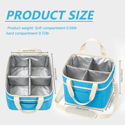 Drink Carrier Tote Bag, 4 Cup Holder Bag Insulated Drink Bag with Detachable Shoulder Strap, Portable Beverage Caddy Holder for Coffee Tumblers Water Bottles (Black)