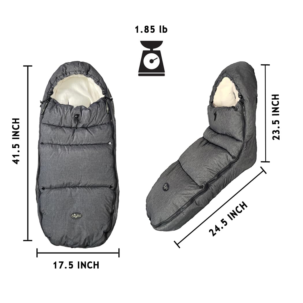 Stroller Footmuff, Stroller Blanket with Hoodie for Toddler Winter Stroller Cover, Stroller Bunting Bag with Fleece Lined Front Height Adjustable & Removable Baby Bunting Bag for 6M-4T