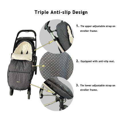 Stroller Footmuff, Stroller Blanket with Hoodie for Toddler Winter Stroller Cover, Stroller Bunting Bag with Fleece Lined Front Height Adjustable & Removable Baby Bunting Bag for 6M-4T
