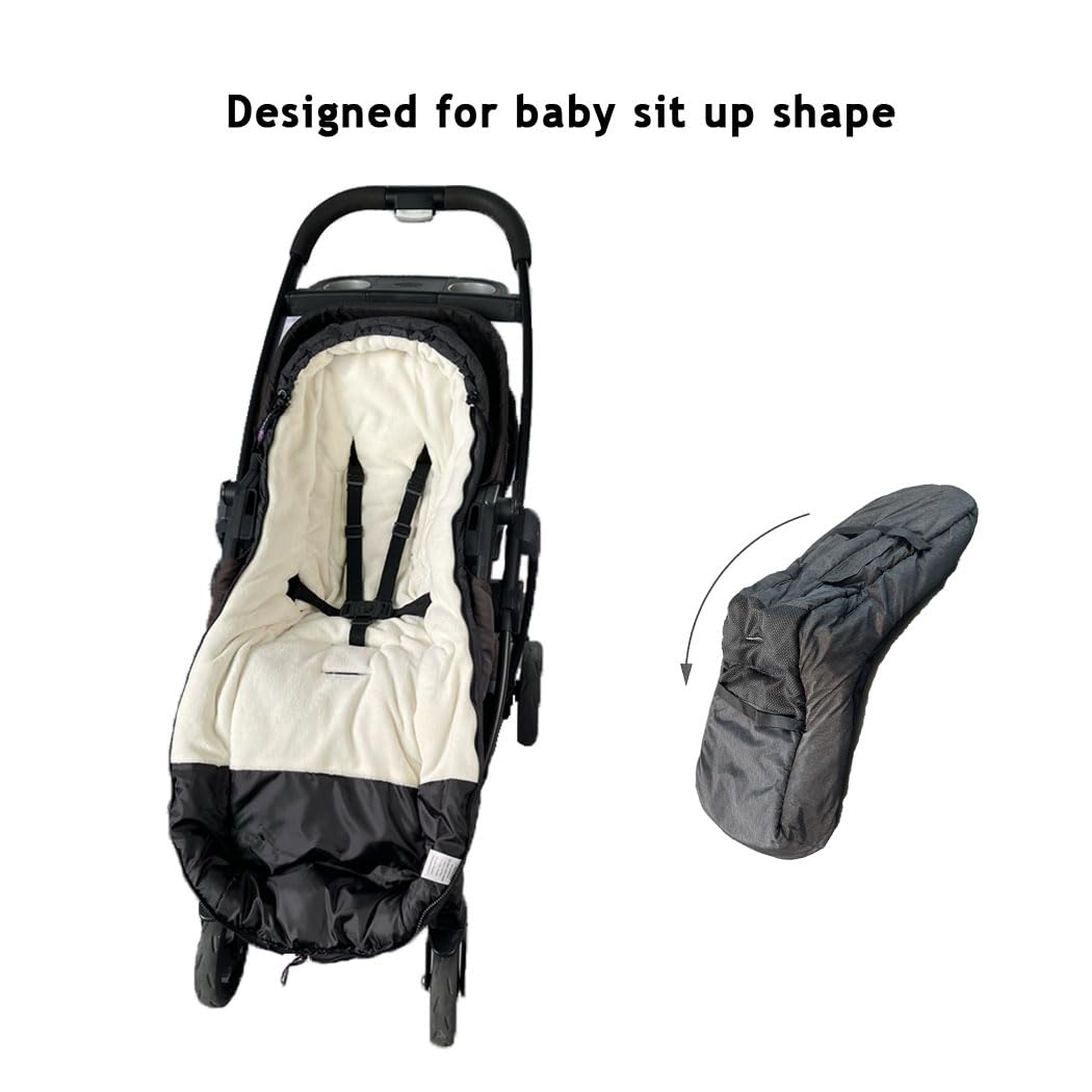Stroller Footmuff, Stroller Blanket with Hoodie for Toddler Winter Stroller Cover, Stroller Bunting Bag with Fleece Lined Front Height Adjustable & Removable Baby Bunting Bag for 6M-4T