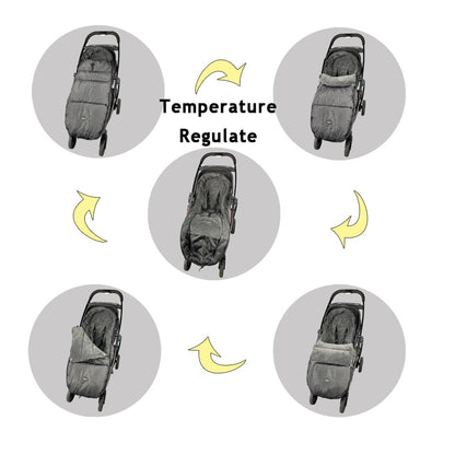 Stroller Footmuff, Stroller Blanket with Hoodie for Toddler Winter Stroller Cover, Stroller Bunting Bag with Fleece Lined Front Height Adjustable & Removable Baby Bunting Bag for 6M-4T