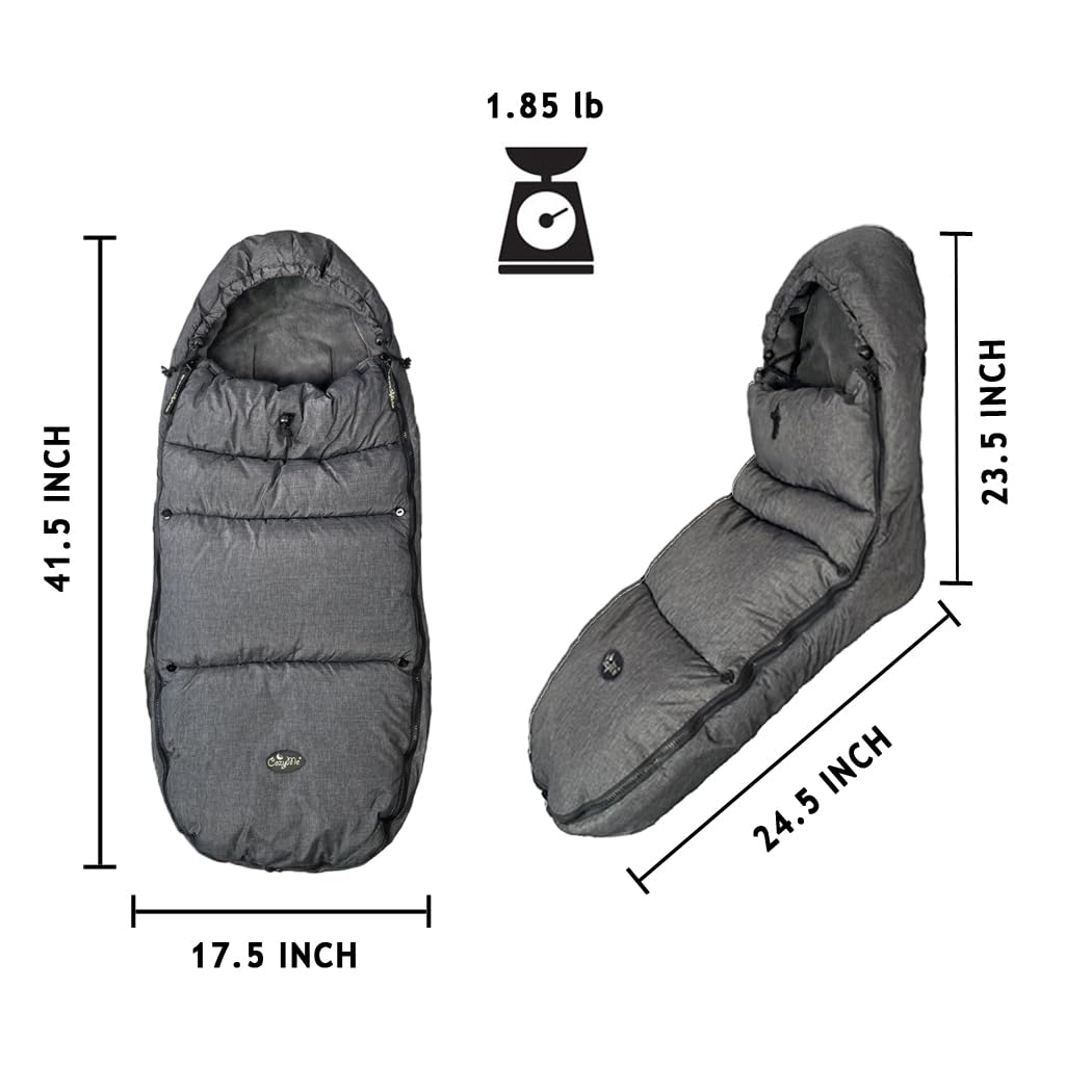 Stroller Footmuff, Stroller Blanket with Hoodie for Toddler Winter Stroller Cover, Stroller Bunting Bag with Fleece Lined Front Height Adjustable & Removable Baby Bunting Bag for 6M-4T