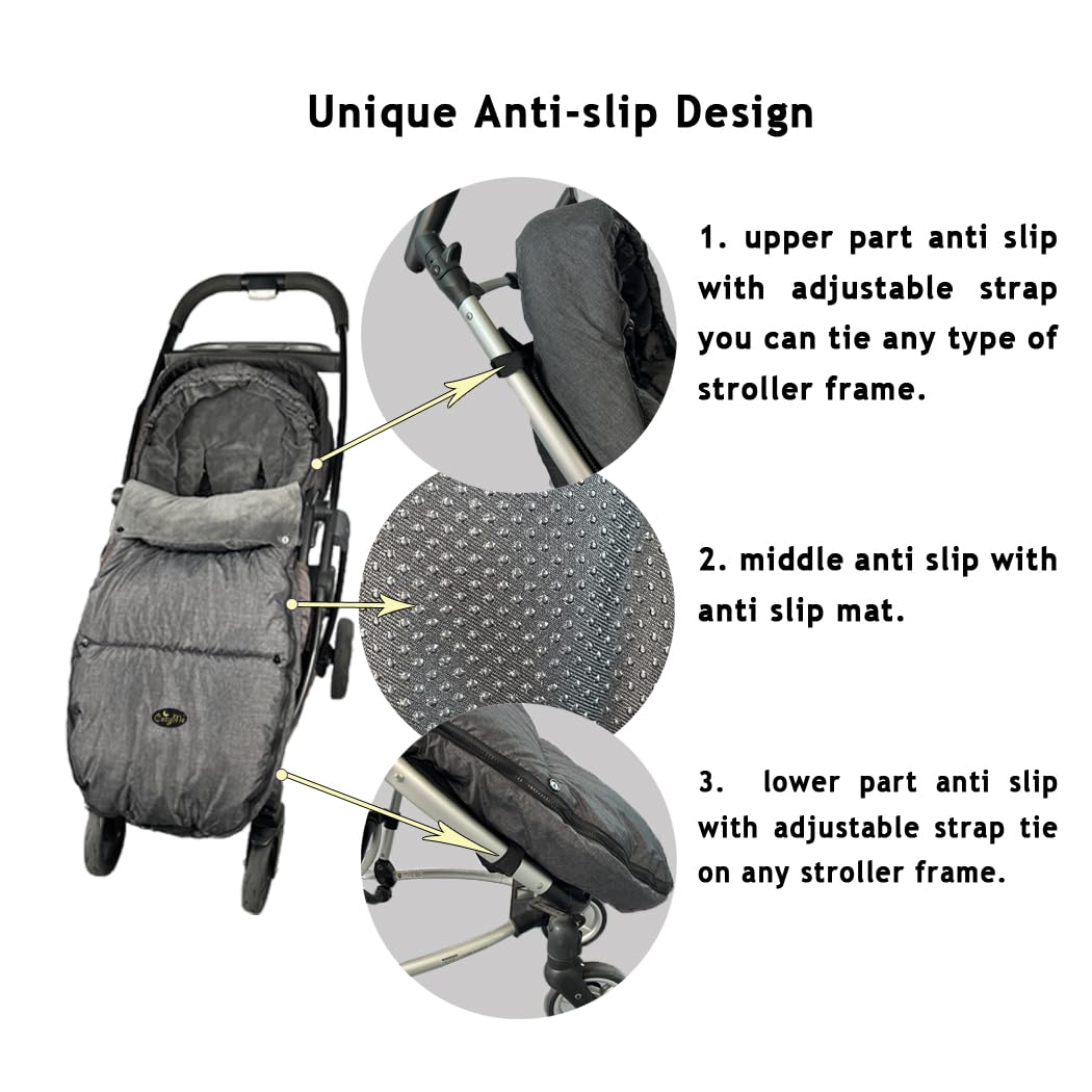 Stroller Footmuff, Stroller Blanket with Hoodie for Toddler Winter Stroller Cover, Stroller Bunting Bag with Fleece Lined Front Height Adjustable & Removable Baby Bunting Bag for 6M-4T