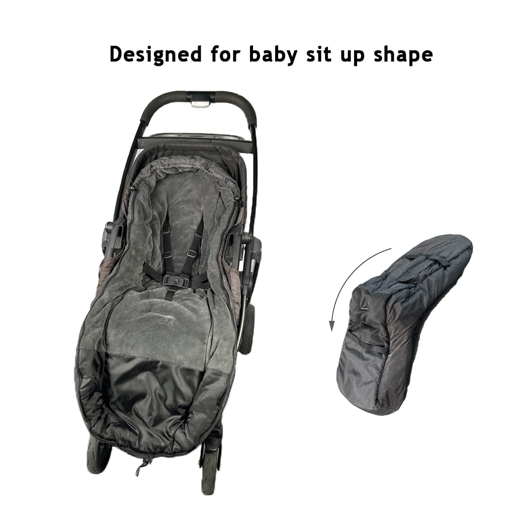 Stroller Footmuff, Stroller Blanket with Hoodie for Toddler Winter Stroller Cover, Stroller Bunting Bag with Fleece Lined Front Height Adjustable & Removable Baby Bunting Bag for 6M-4T
