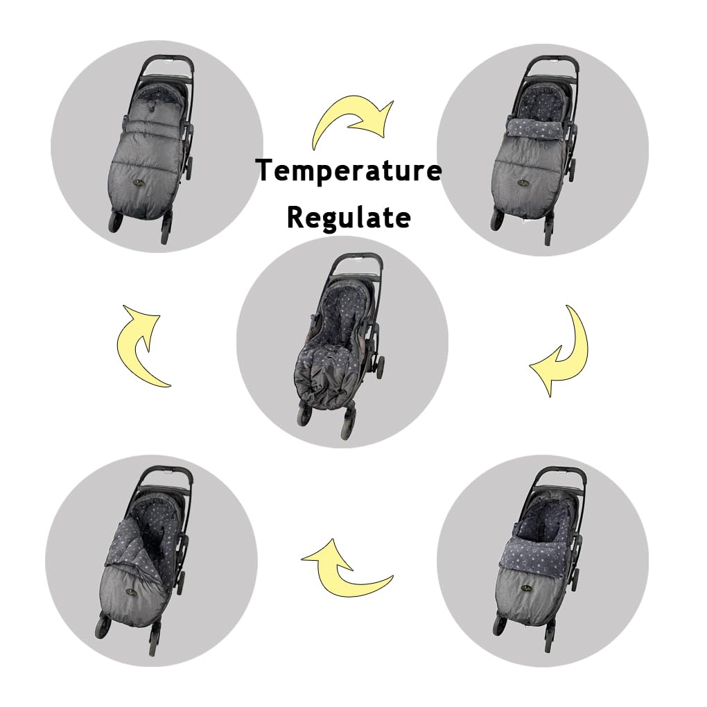 Stroller Footmuff, Stroller Blanket with Hoodie for Toddler Winter Stroller Cover, Stroller Bunting Bag with Fleece Lined Front Height Adjustable & Removable Baby Bunting Bag for 6M-4T