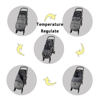 Stroller Footmuff, Stroller Blanket with Hoodie for Toddler Winter Stroller Cover, Stroller Bunting Bag with Fleece Lined Front Height Adjustable & Removable Baby Bunting Bag for 6M-4T