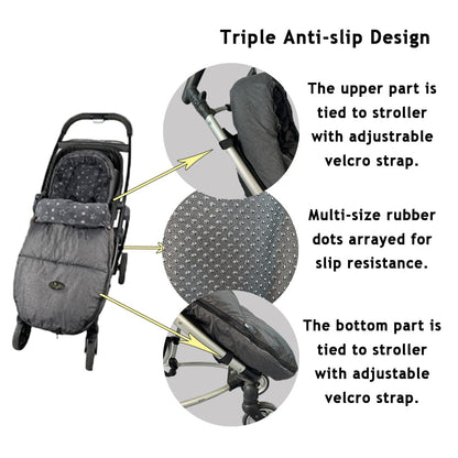 Stroller Footmuff, Stroller Blanket with Hoodie for Toddler Winter Stroller Cover, Stroller Bunting Bag with Fleece Lined Front Height Adjustable & Removable Baby Bunting Bag for 6M-4T