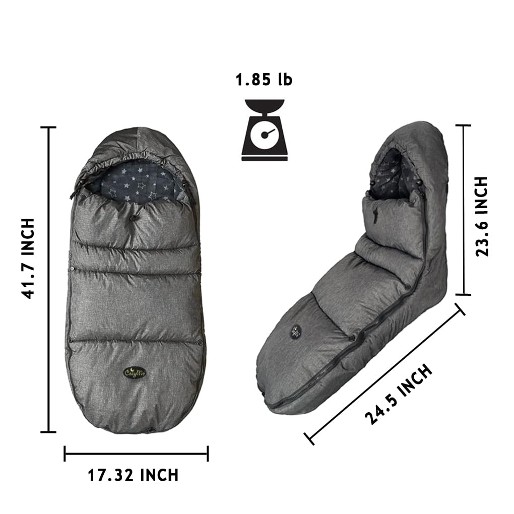 Stroller Footmuff, Stroller Blanket with Hoodie for Toddler Winter Stroller Cover, Stroller Bunting Bag with Fleece Lined Front Height Adjustable & Removable Baby Bunting Bag for 6M-4T