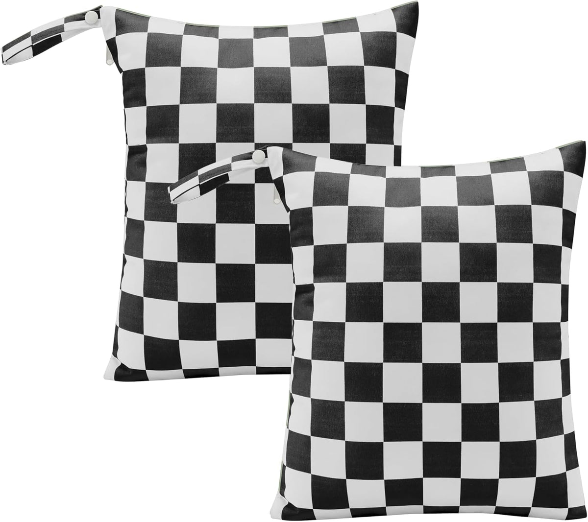 Pink Checkered Waterproof Wet Dy Diaper Bag for Baby Essentials, Travel, Swimsuit, Beach Bag Accessories, Aesthetic Trendy Cute Toddler Baby Cloth Bag Pouch, Pack of 2
