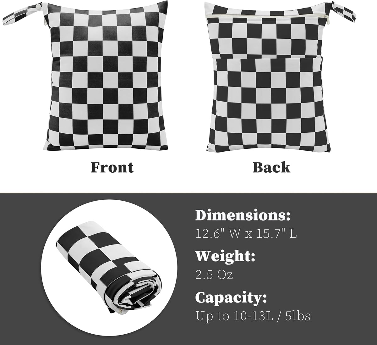 Pink Checkered Waterproof Wet Dy Diaper Bag for Baby Essentials, Travel, Swimsuit, Beach Bag Accessories, Aesthetic Trendy Cute Toddler Baby Cloth Bag Pouch, Pack of 2