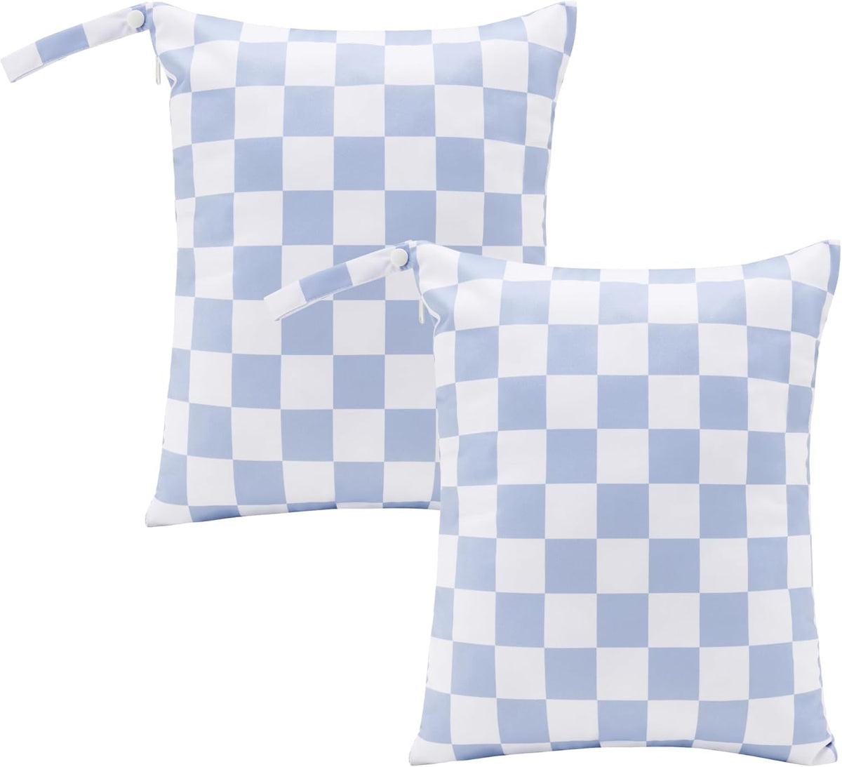 Pink Checkered Waterproof Wet Dy Diaper Bag for Baby Essentials, Travel, Swimsuit, Beach Bag Accessories, Aesthetic Trendy Cute Toddler Baby Cloth Bag Pouch, Pack of 2