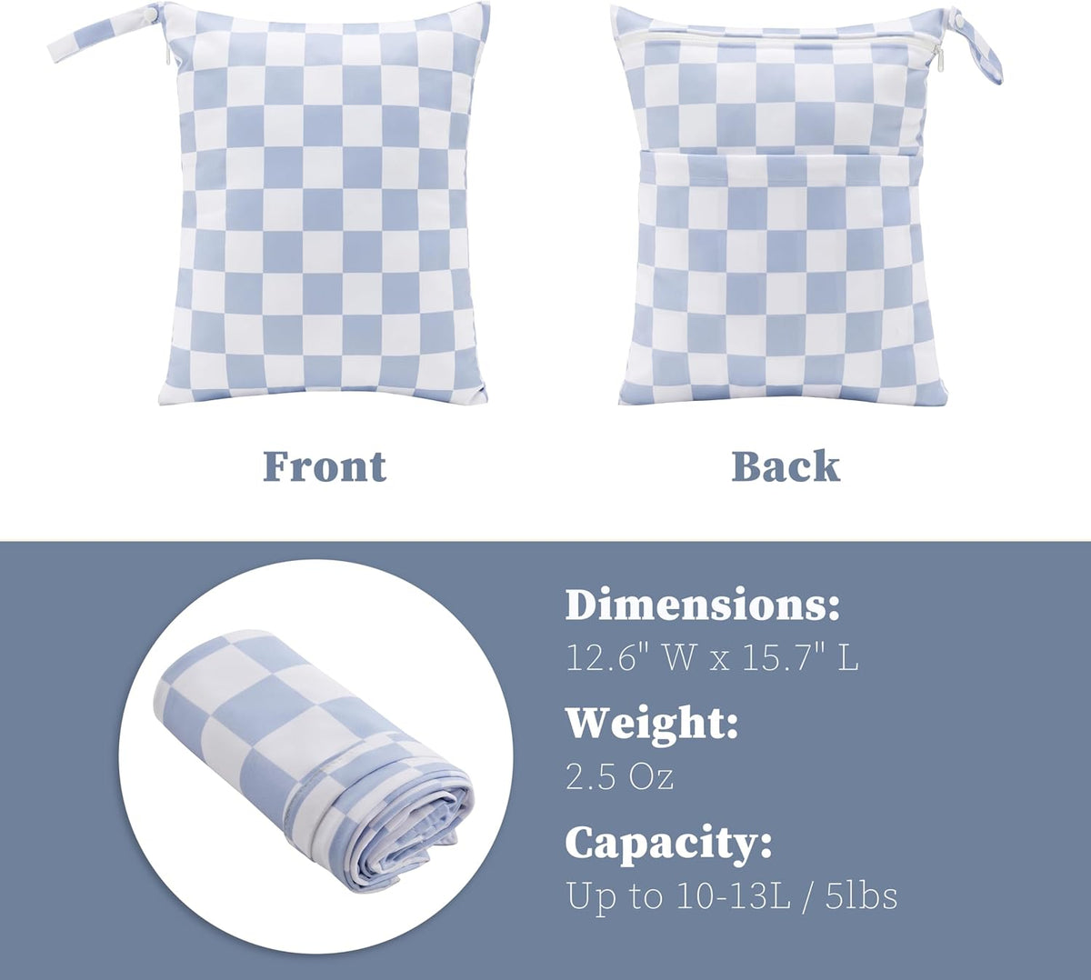 Pink Checkered Waterproof Wet Dy Diaper Bag for Baby Essentials, Travel, Swimsuit, Beach Bag Accessories, Aesthetic Trendy Cute Toddler Baby Cloth Bag Pouch, Pack of 2