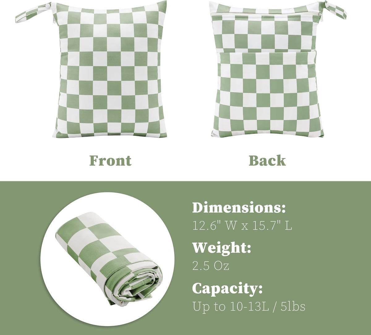 Pink Checkered Waterproof Wet Dy Diaper Bag for Baby Essentials, Travel, Swimsuit, Beach Bag Accessories, Aesthetic Trendy Cute Toddler Baby Cloth Bag Pouch, Pack of 2