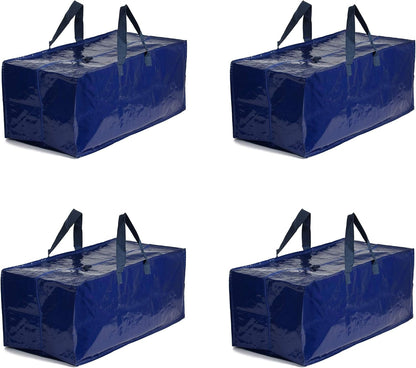 Eco-Friendly Reusable XL Moving Bag with Backpack Straps, Collapsible Storage Bag with Zipper – Foldable Tote for Home Organization & Everyday Use (4-pack)