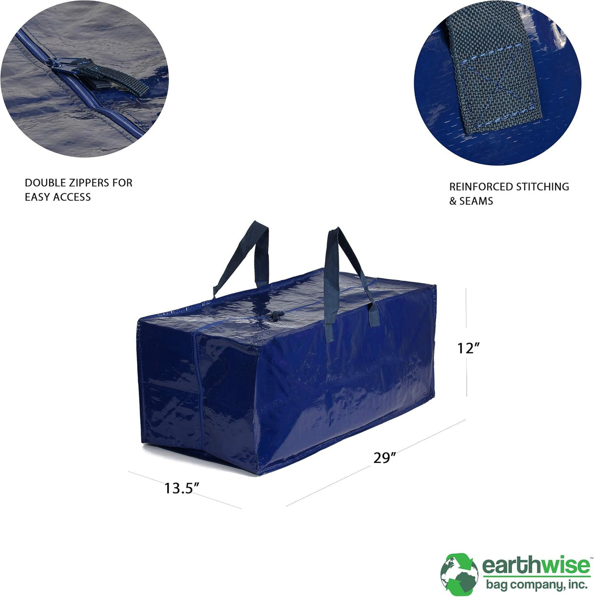 Eco-Friendly Reusable XL Moving Bag with Backpack Straps, Collapsible Storage Bag with Zipper – Foldable Tote for Home Organization & Everyday Use (4-pack)