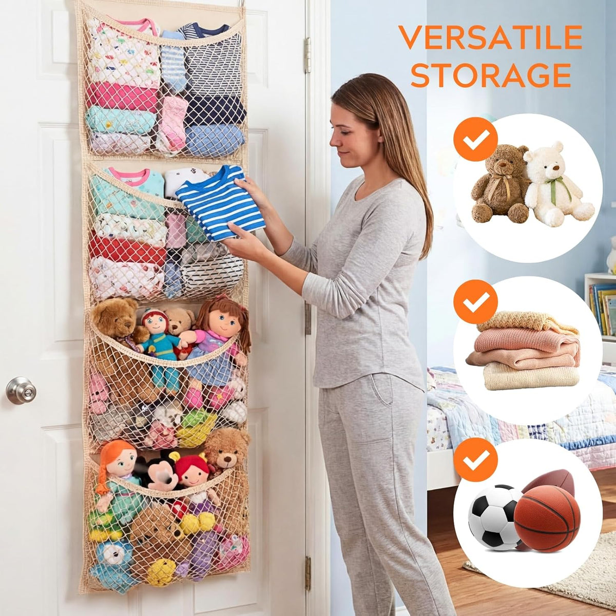 Cotton Over The Door Stuffed Animal Storage