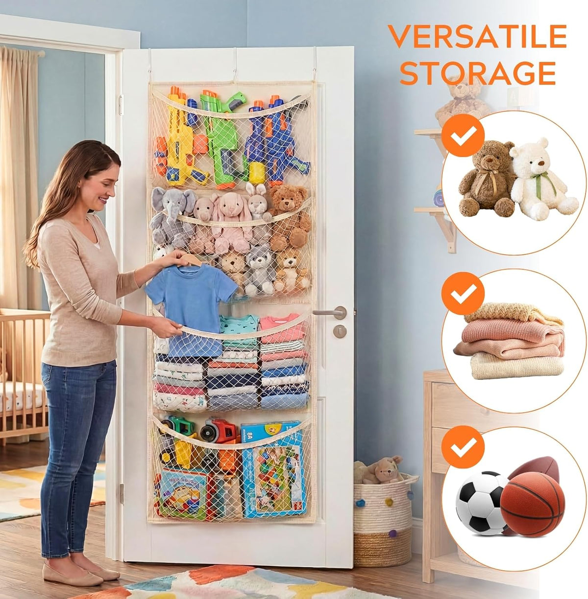 Cotton Over The Door Stuffed Animal Storage