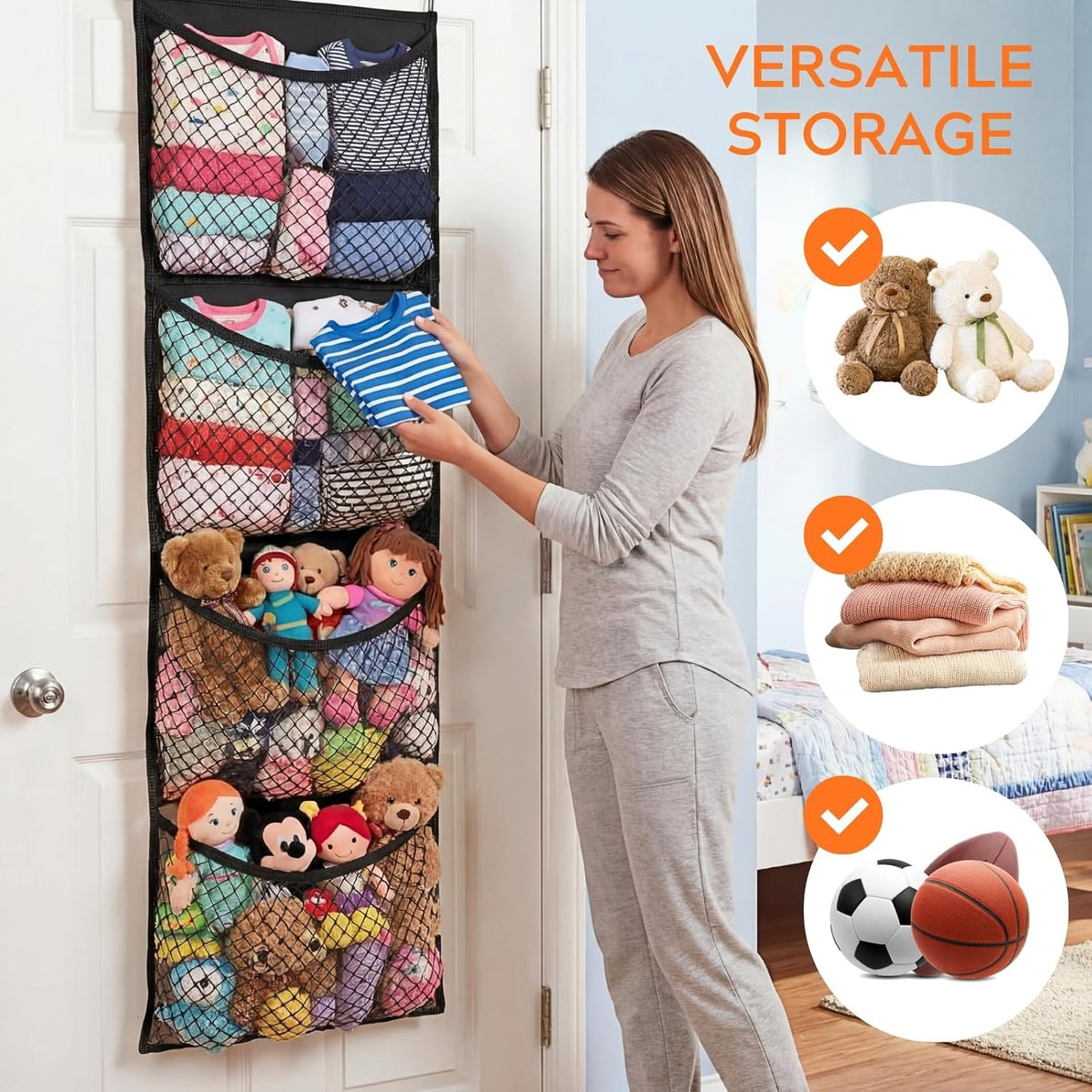 Cotton Over The Door Stuffed Animal Storage