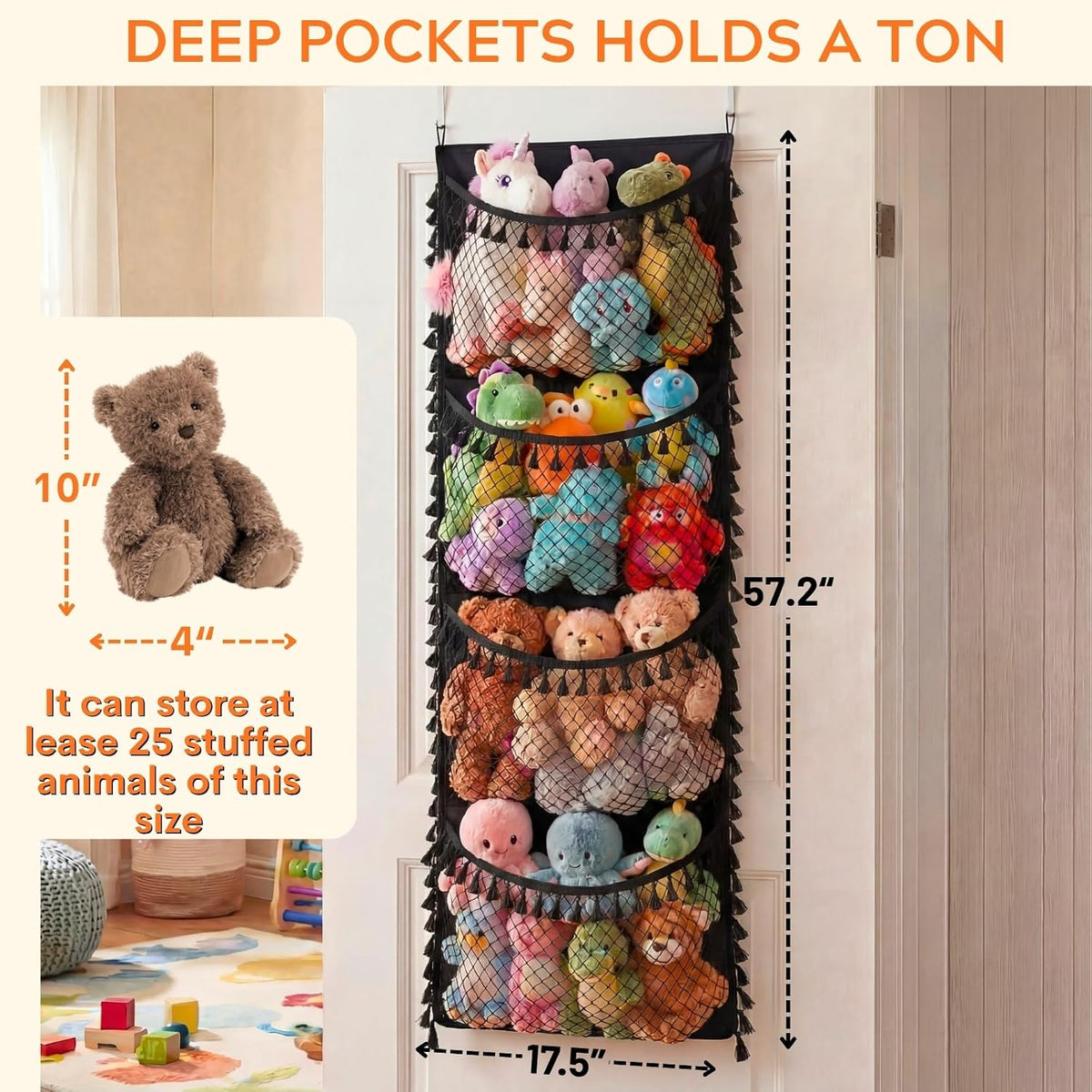 Cotton Over The Door Stuffed Animal Storage