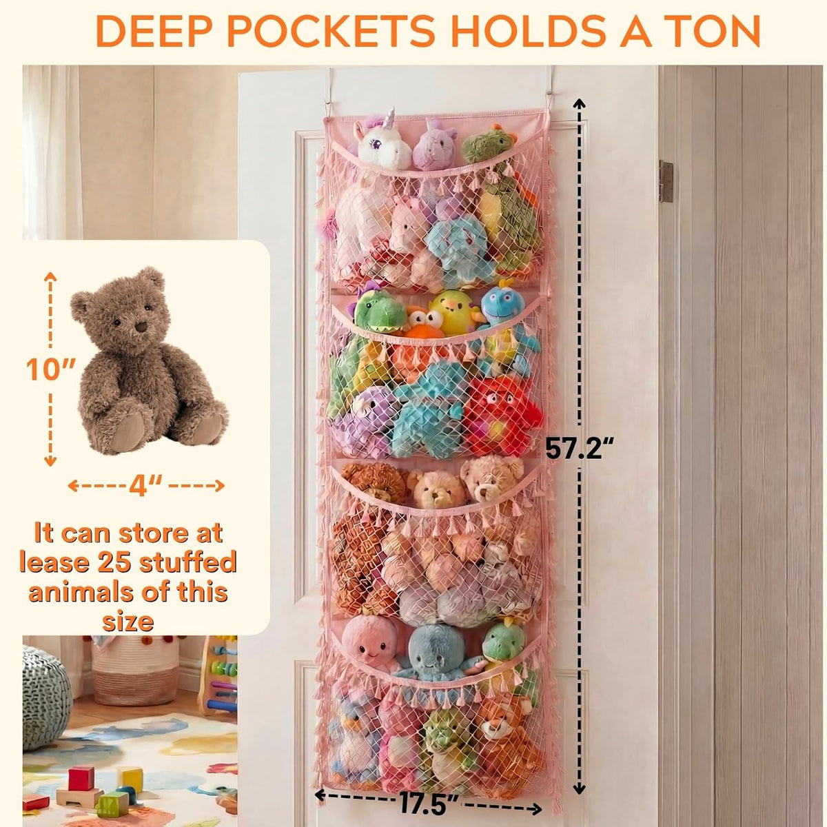 Cotton Over The Door Stuffed Animal Storage