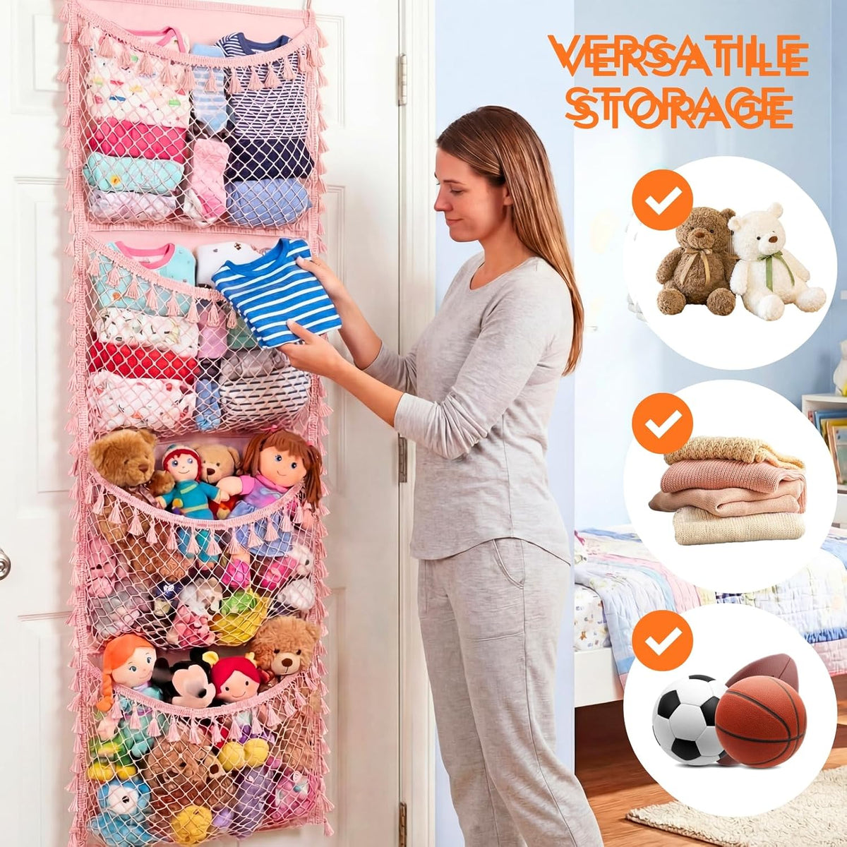 Cotton Over The Door Stuffed Animal Storage
