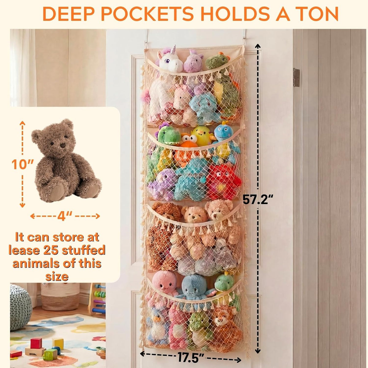 Cotton Over The Door Stuffed Animal Storage