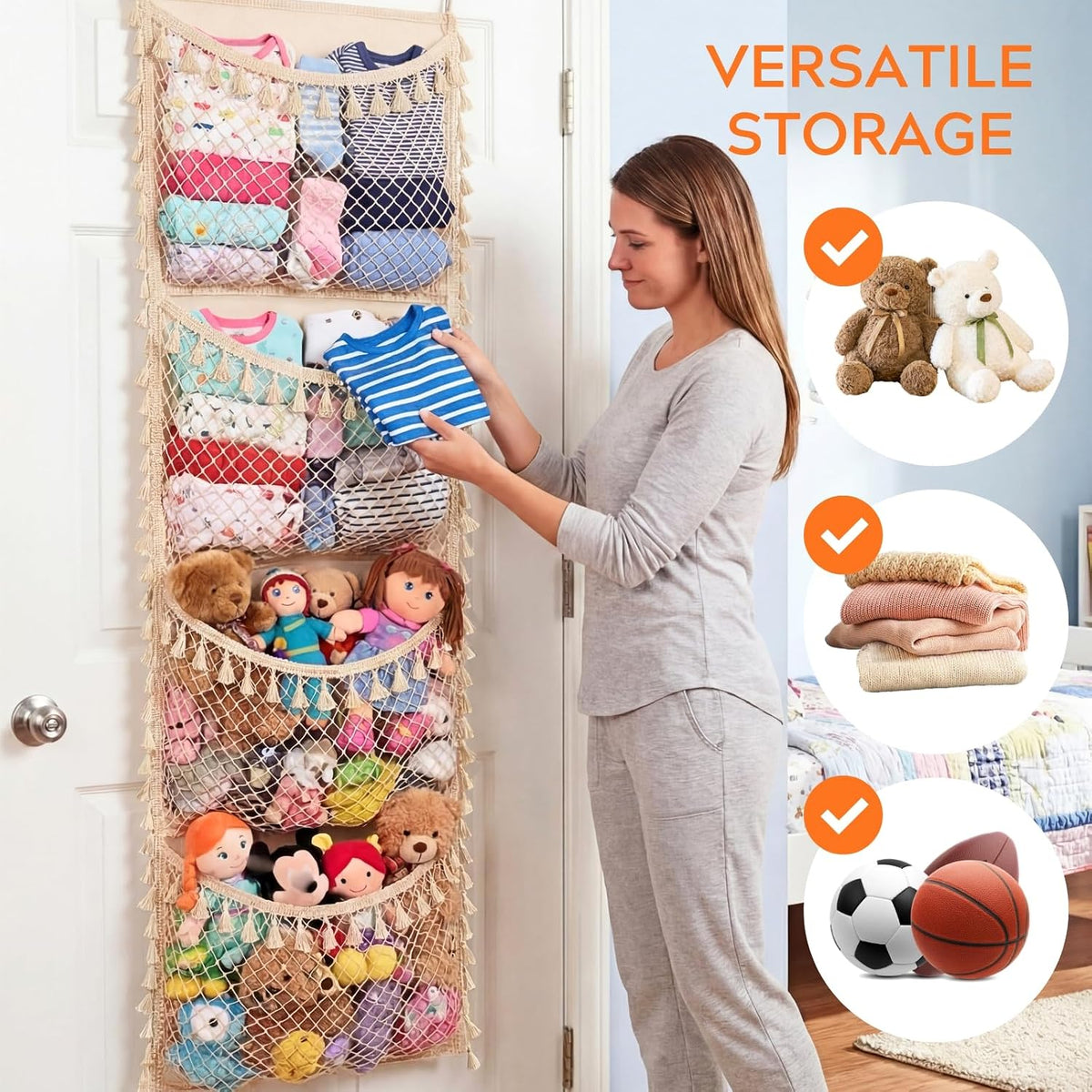 Cotton Over The Door Stuffed Animal Storage
